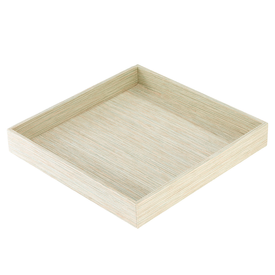 Bodrum Grasscloth Vinyl Square Decorative Tray 14" (Celadon)