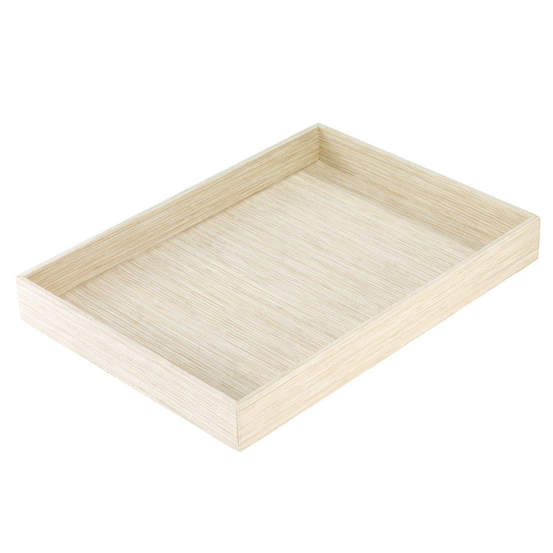 Bodrum Grasscloth Vinyl Rectangle Decorative Tray 13” x 18” (Ecru)