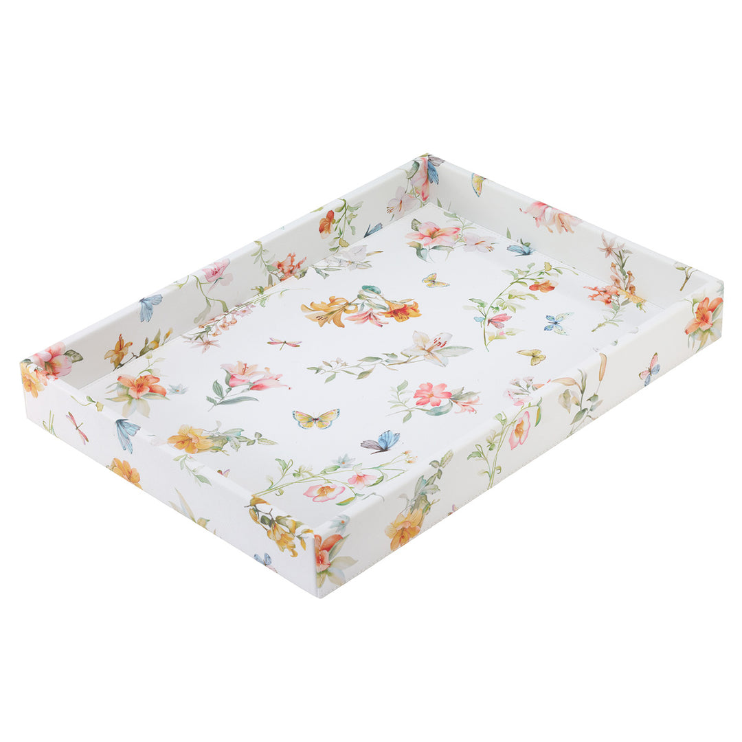Bodrum Lily Garden Vinyl Rectangle Decorative Tray 13” x 18”