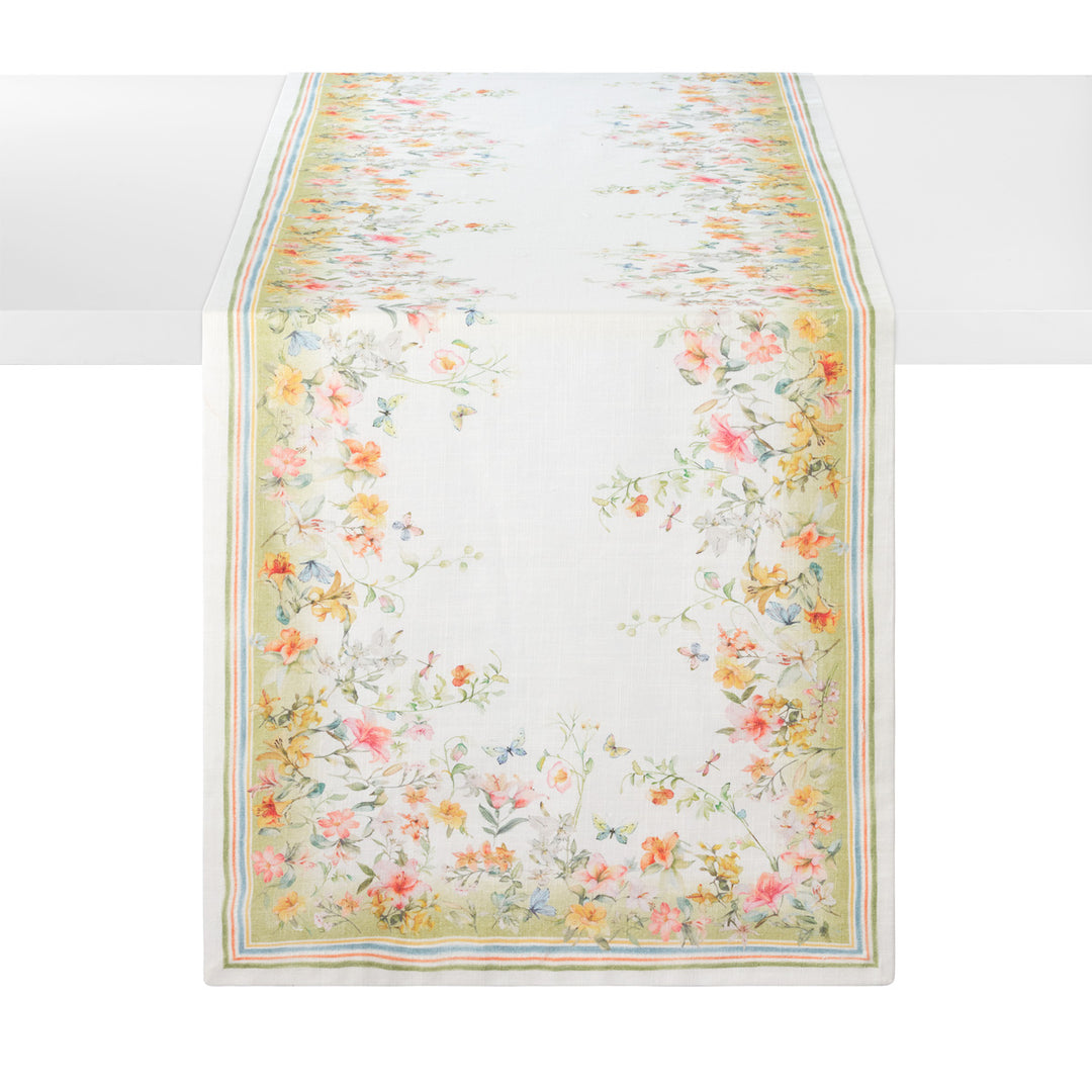 Lily Garden Cotton Print Table Runner 15x90