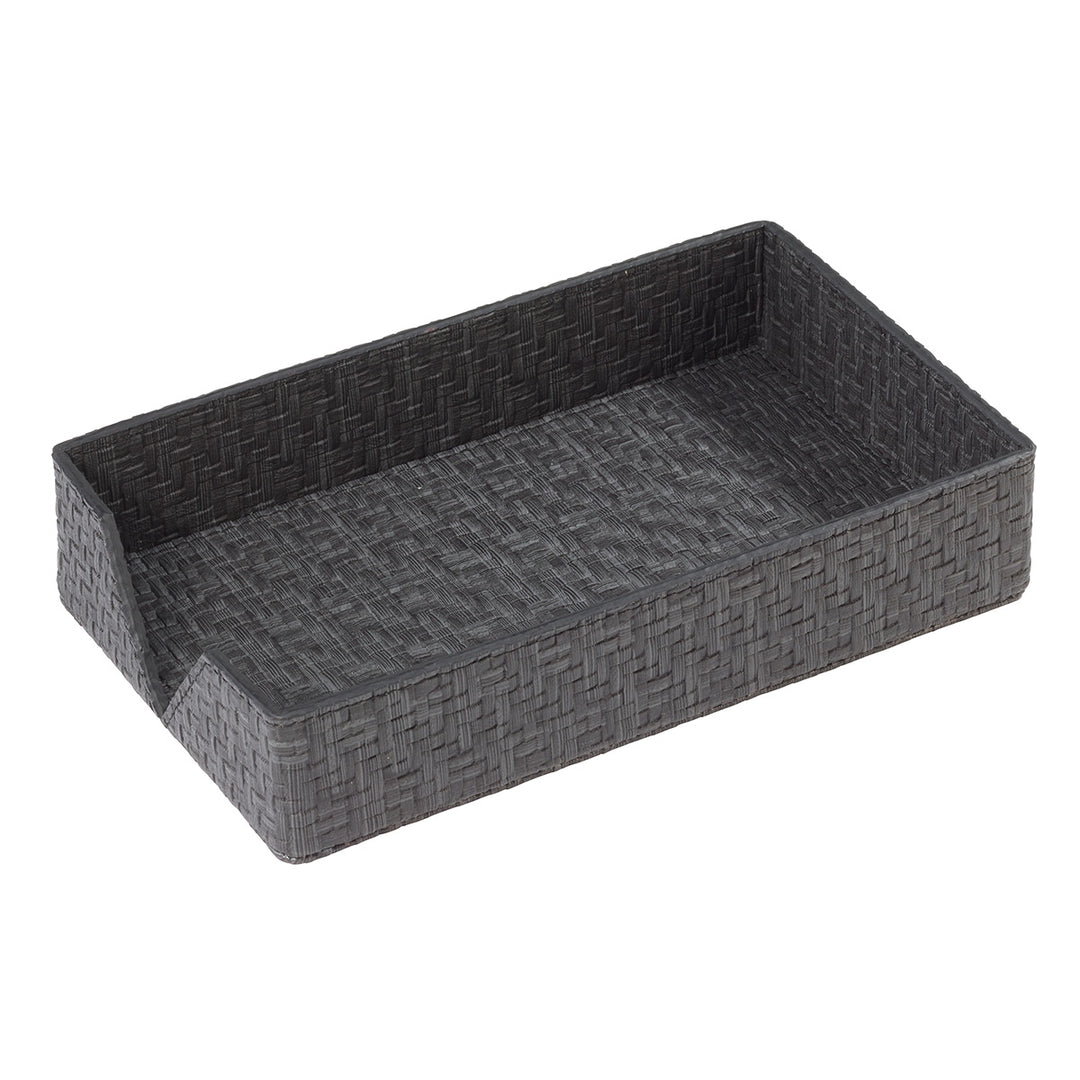 Wicker Vinyl Bathroom Accessories (Black)