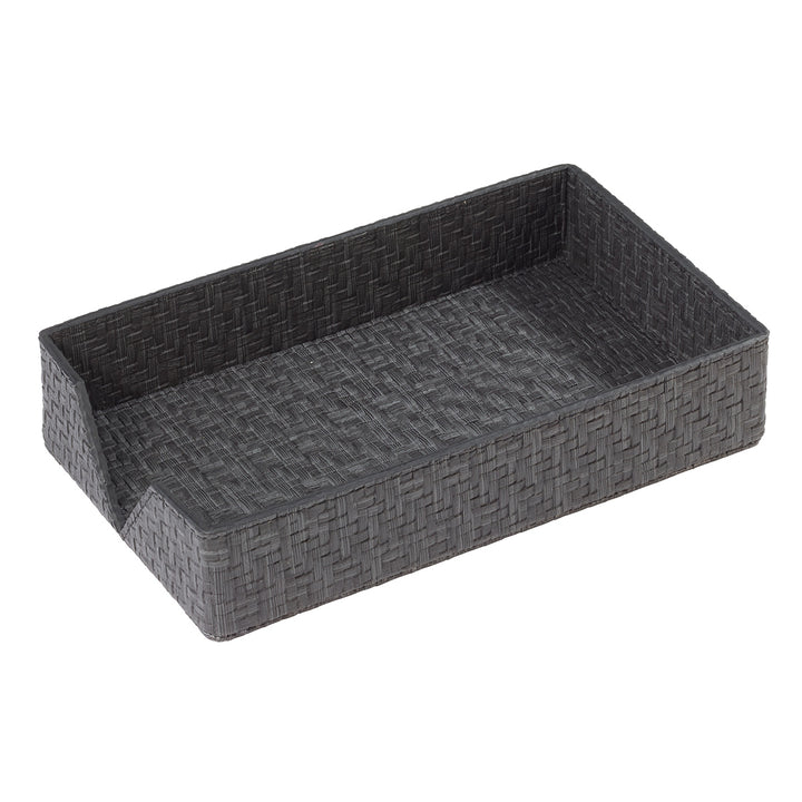 Wicker Vinyl Bathroom Accessories (Black)