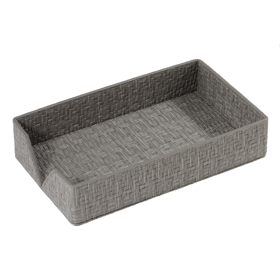 Wicker Vinyl Bathroom Accessories (Gray)
