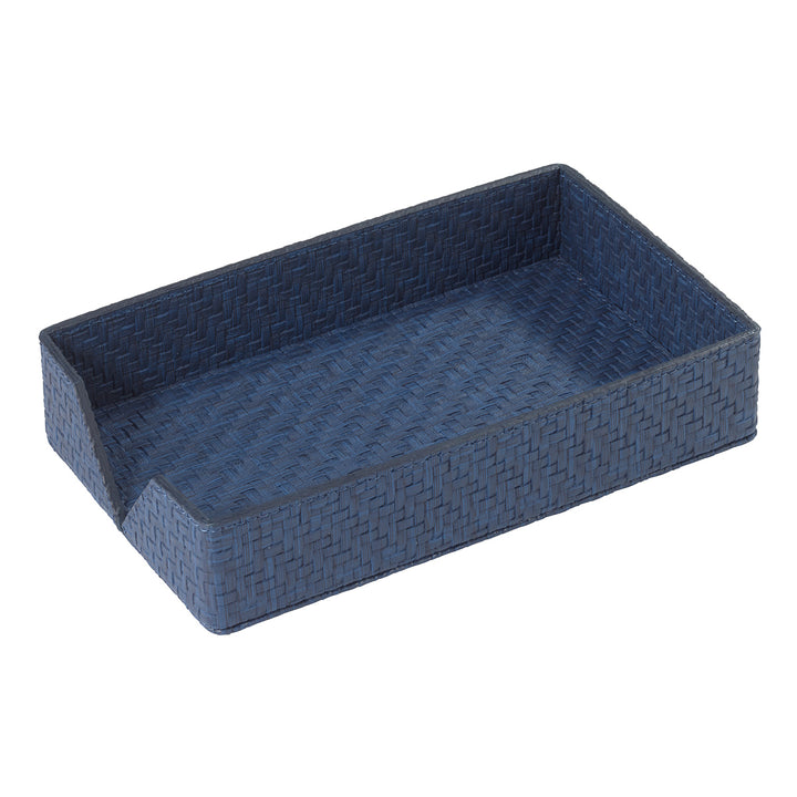 Wicker Vinyl Bathroom Accessories (Navy)