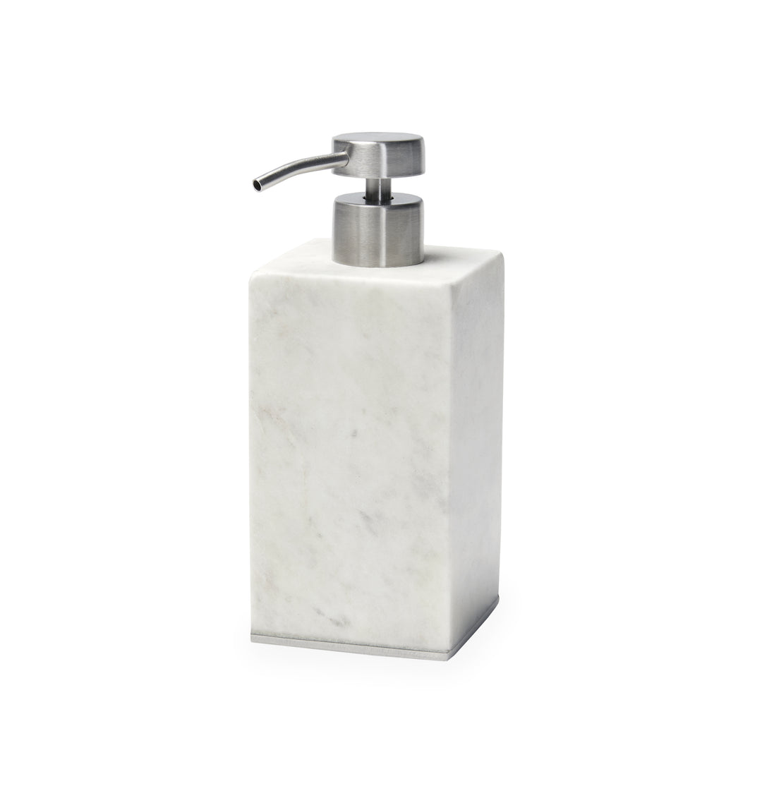 Pietra Marble Soap Dispenser (White/Silver)