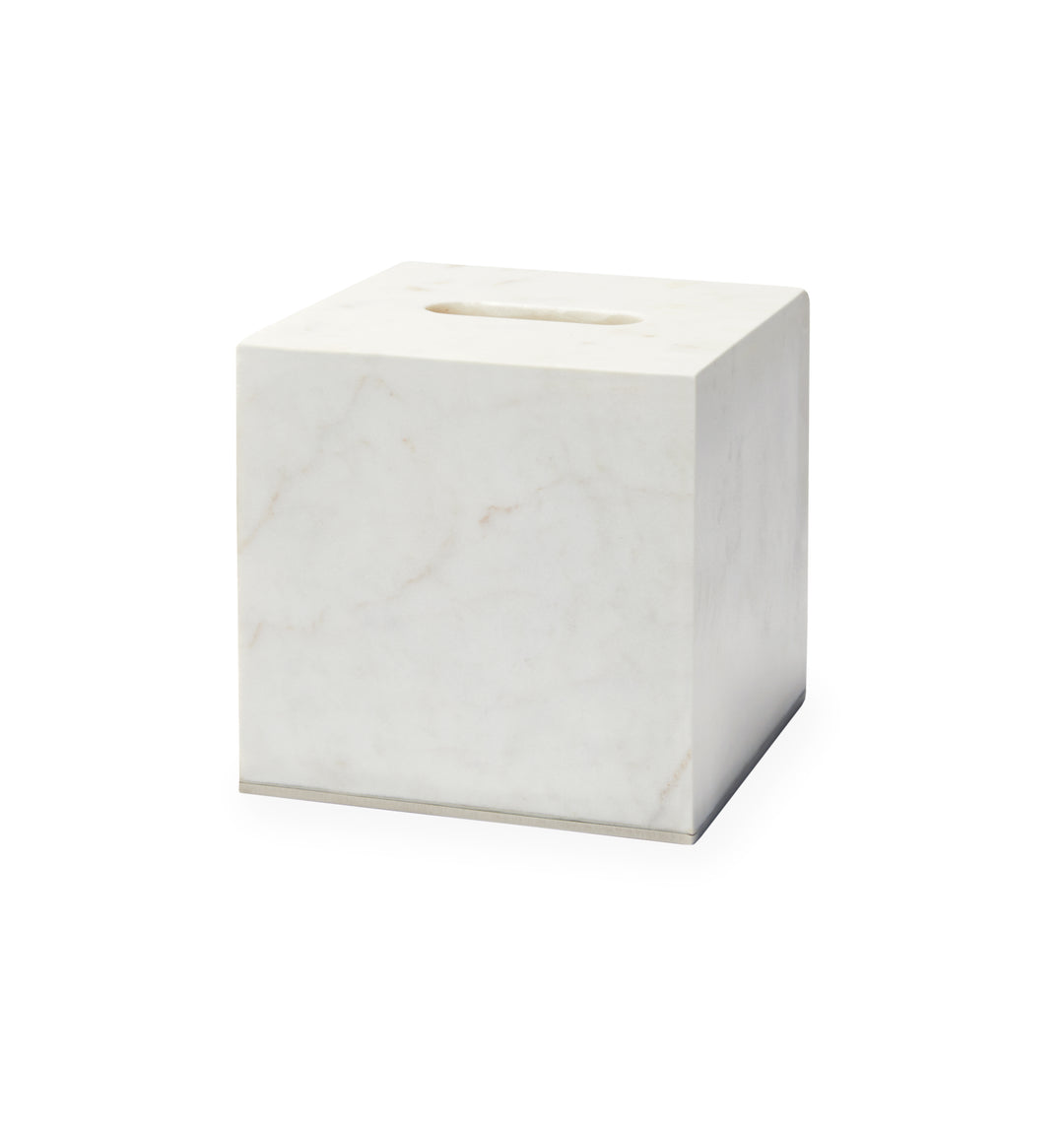 Pietra Marble Tissue Cover (White/Silver)