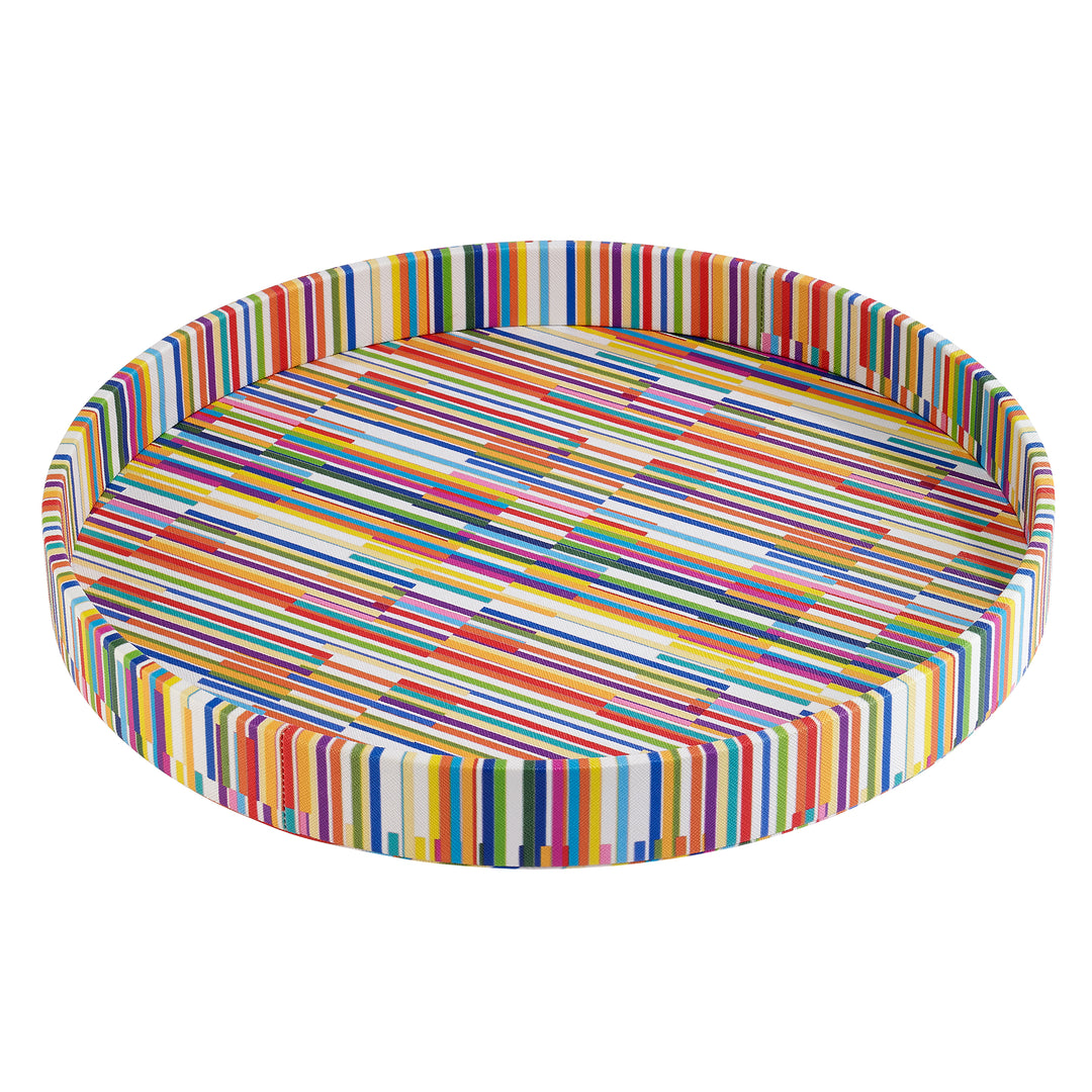 Bodrum Barcode Vinyl Decorative Round Tray 16"
