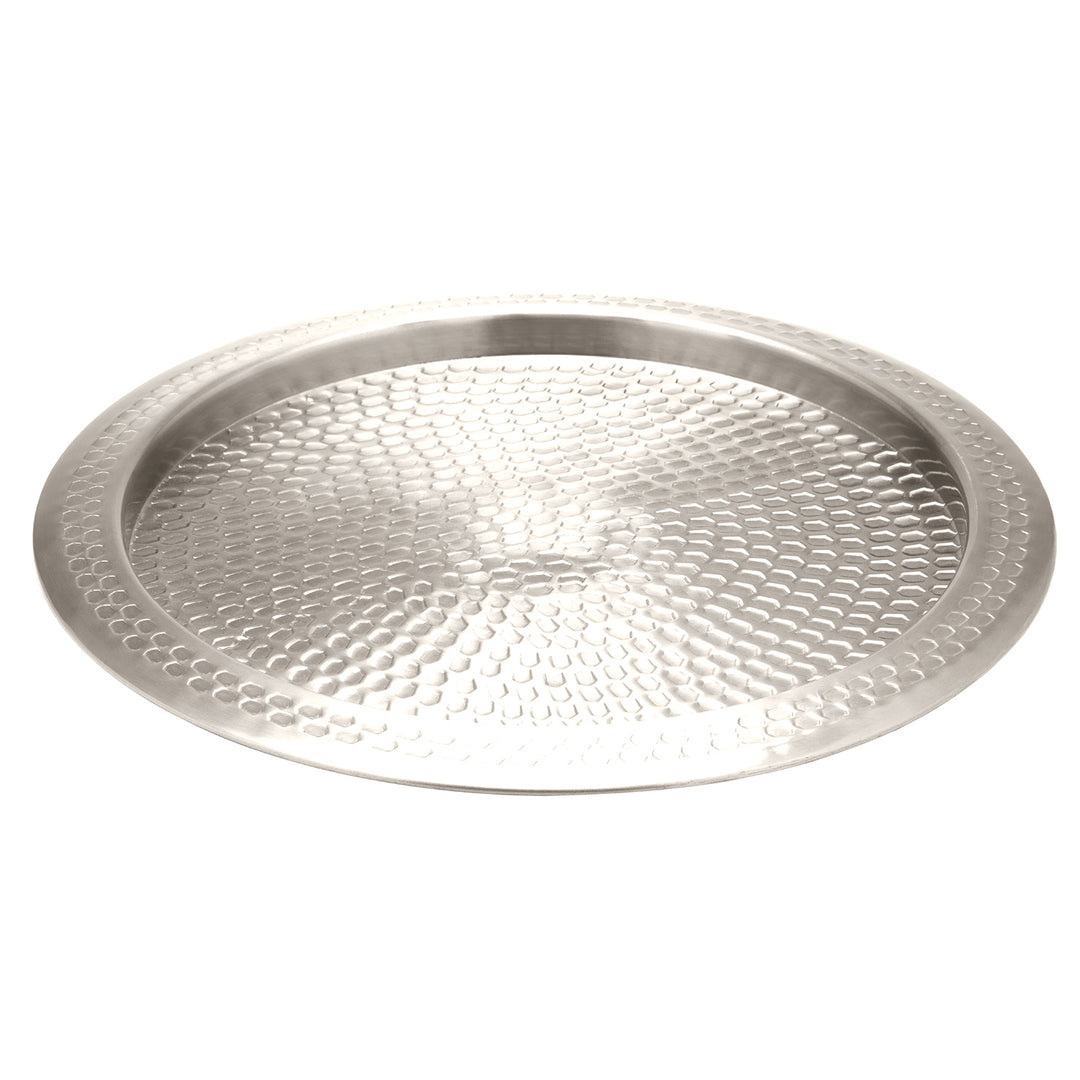 Conway Shiny Nickel Hammered Metal Round Tray