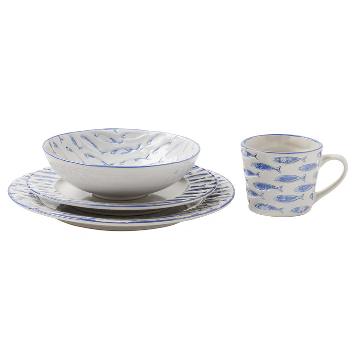 Gideon White/Blue Stoneware Dinnerware