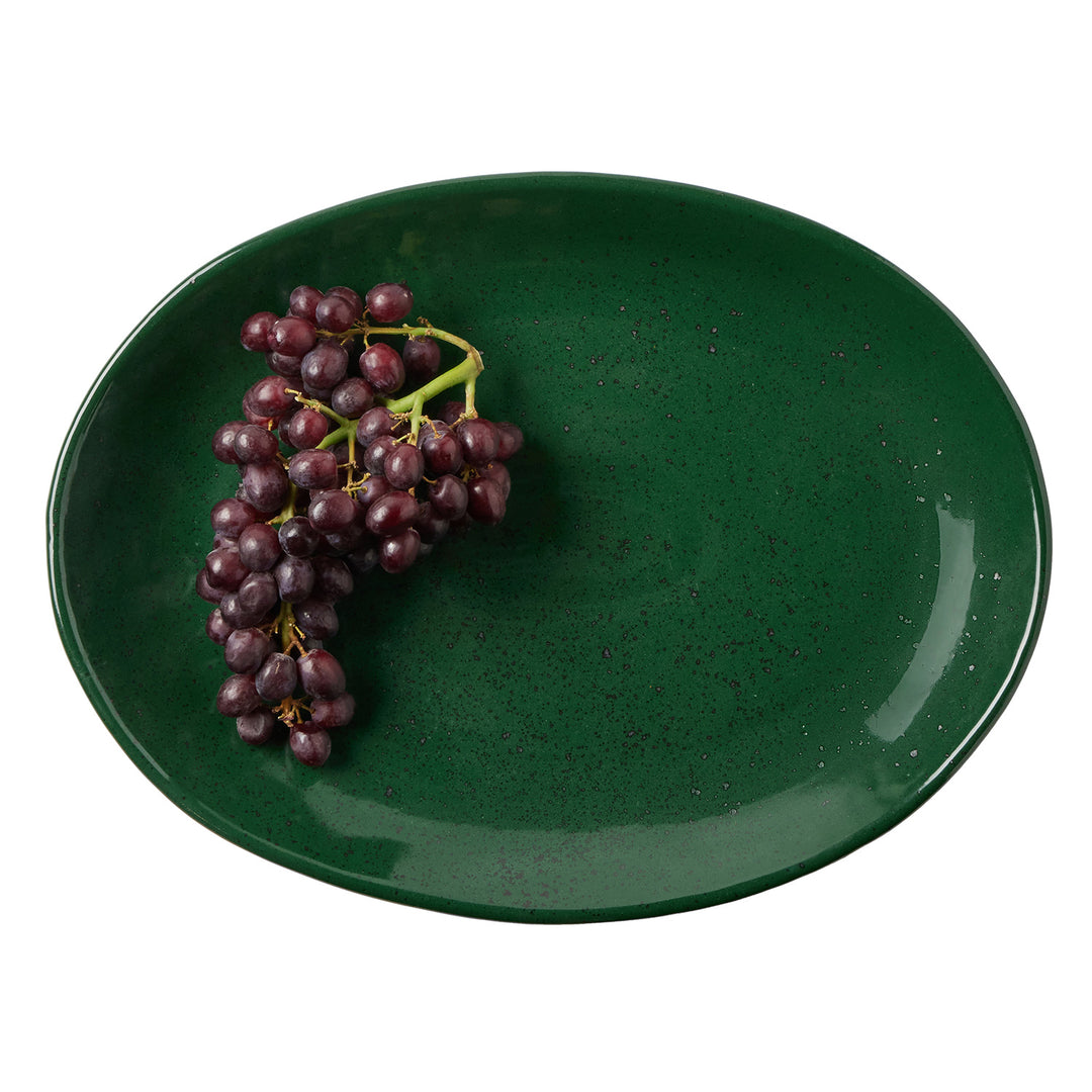 Marcus Dark Green Salt Glaze Oval Large Serving Platter Set/2