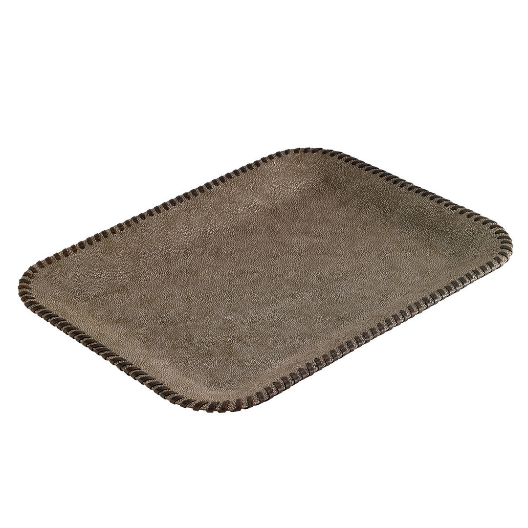 Bodrum Whipstitch Flat Decorative Tray 17" (Bronze)