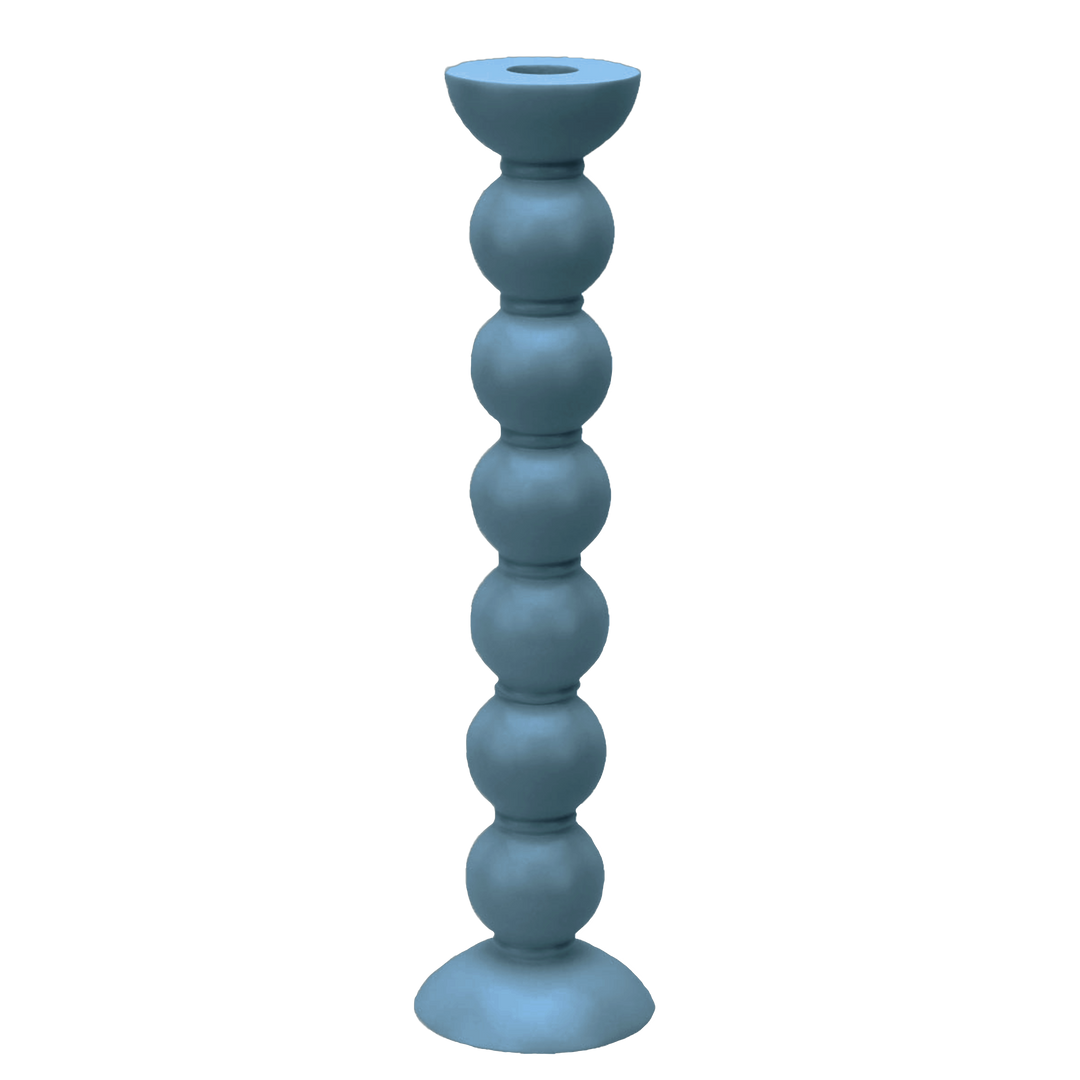 Addison Ross Lacquer Extra Tall Bobbin Candlestick 12.5" (Chambray Blue)