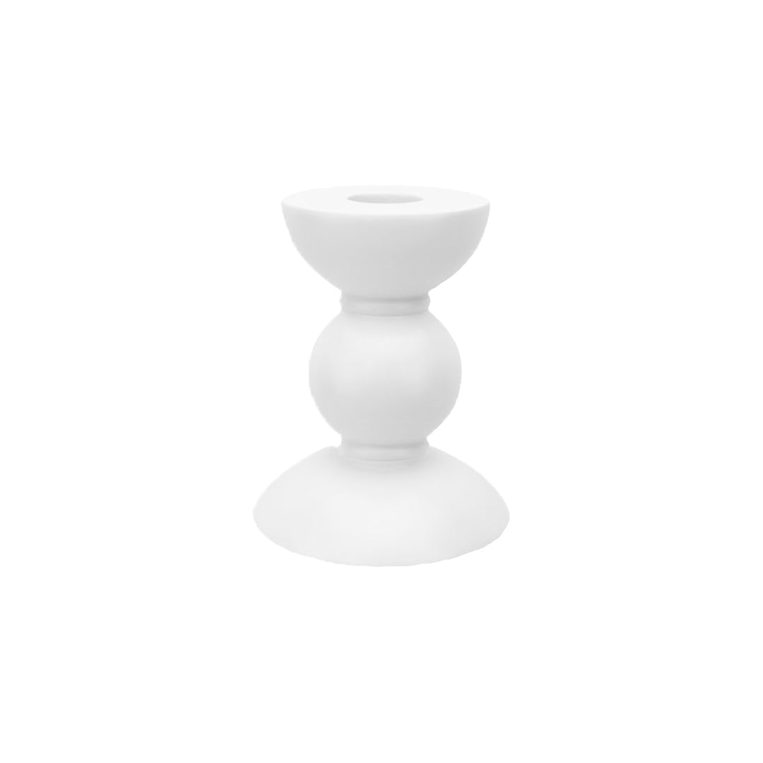 Addison Ross Lacquer Small Bobbin Candlestick 4" (White)