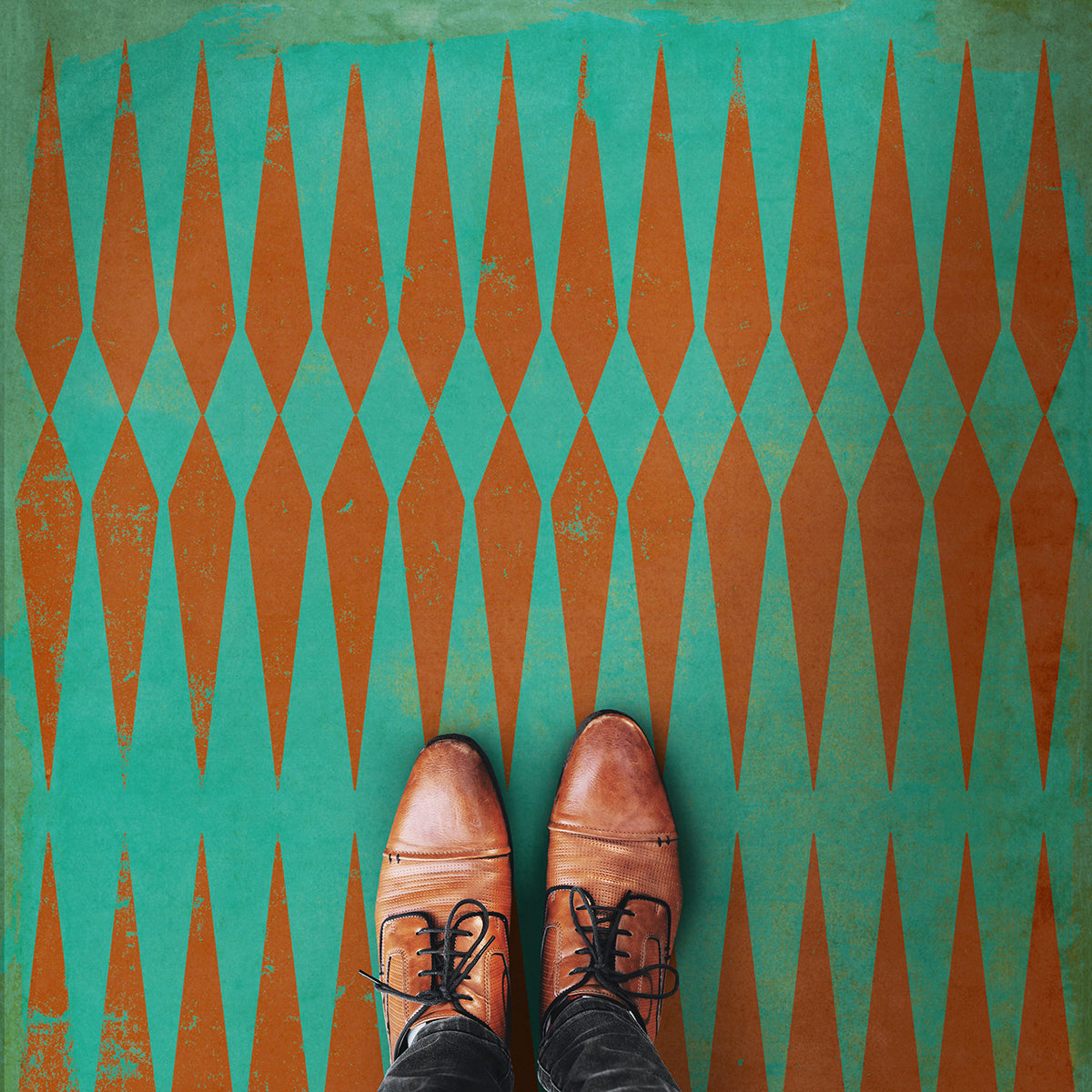 Vintage Vinyl Floorcloth Rug (Pattern 08 The Dragon's Throat) Hudson