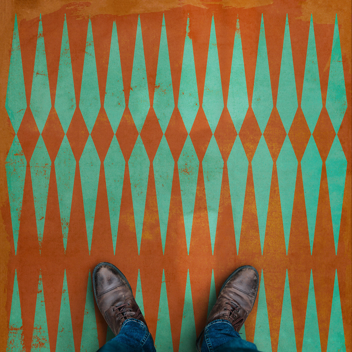 Vintage Vinyl Floorcloth Rug (Pattern 08 The River Styx) Hudson & Vine