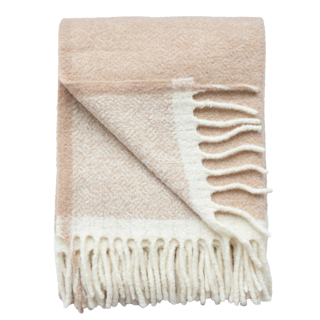 Dover Alpaca Wool Throw (Sand & Ivory)