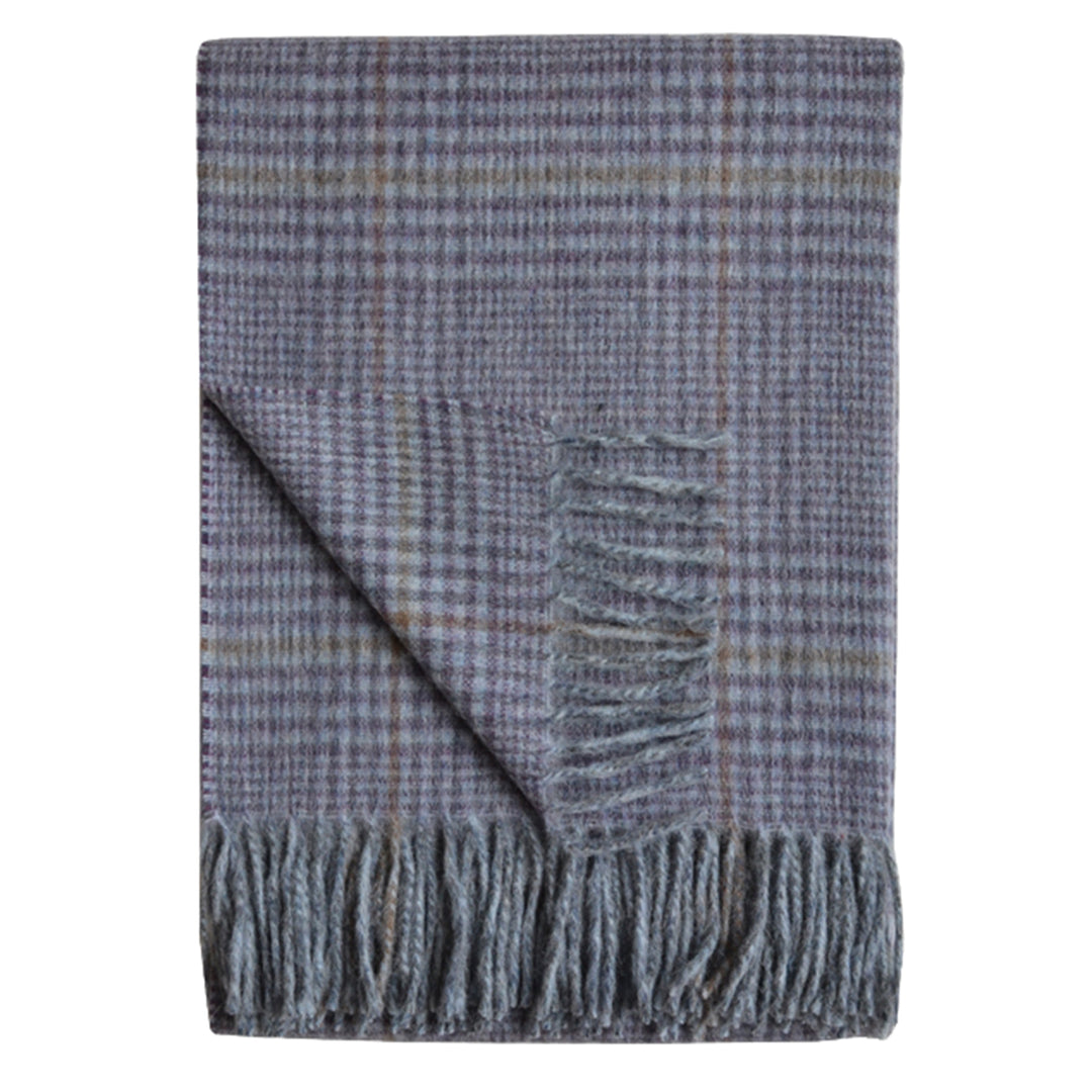 Edinburgh Purple Tan Plaid Alpaca Wool Throw