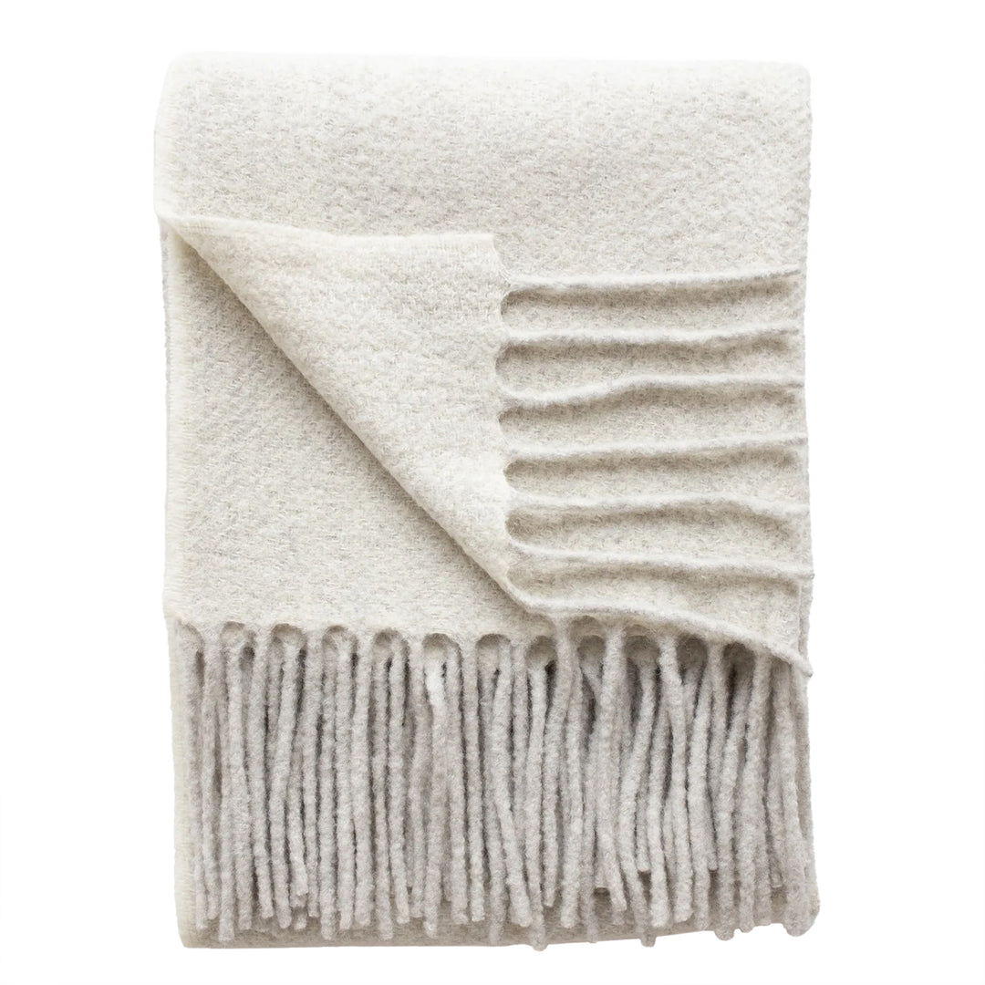 Ely Alpaca Wool Throw (Light Gray & Ivory)