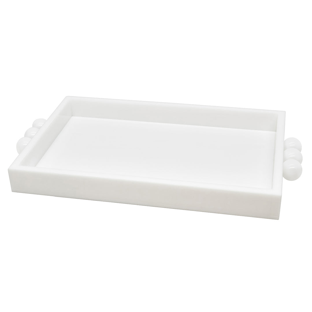 Tizo Design Acrylic Tray with Bubble Handles White 12x8