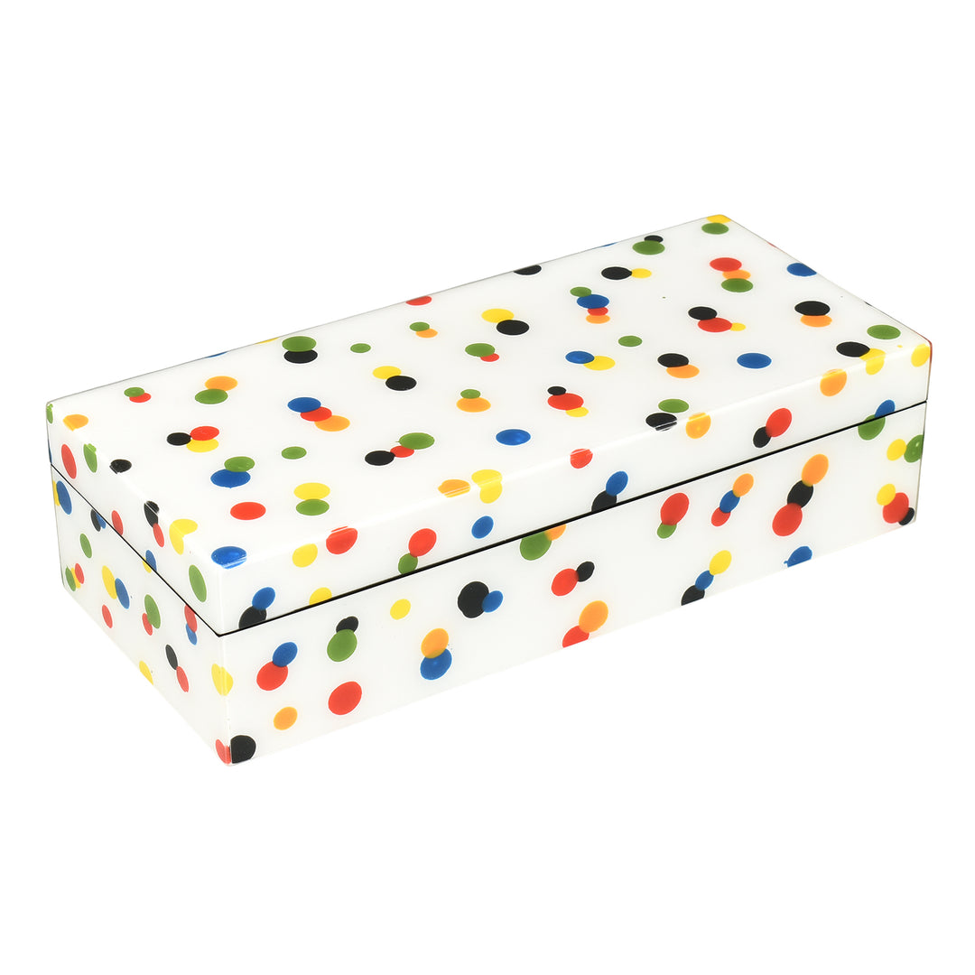 Lacquer Long Pencil Box (Color Polka Dots)