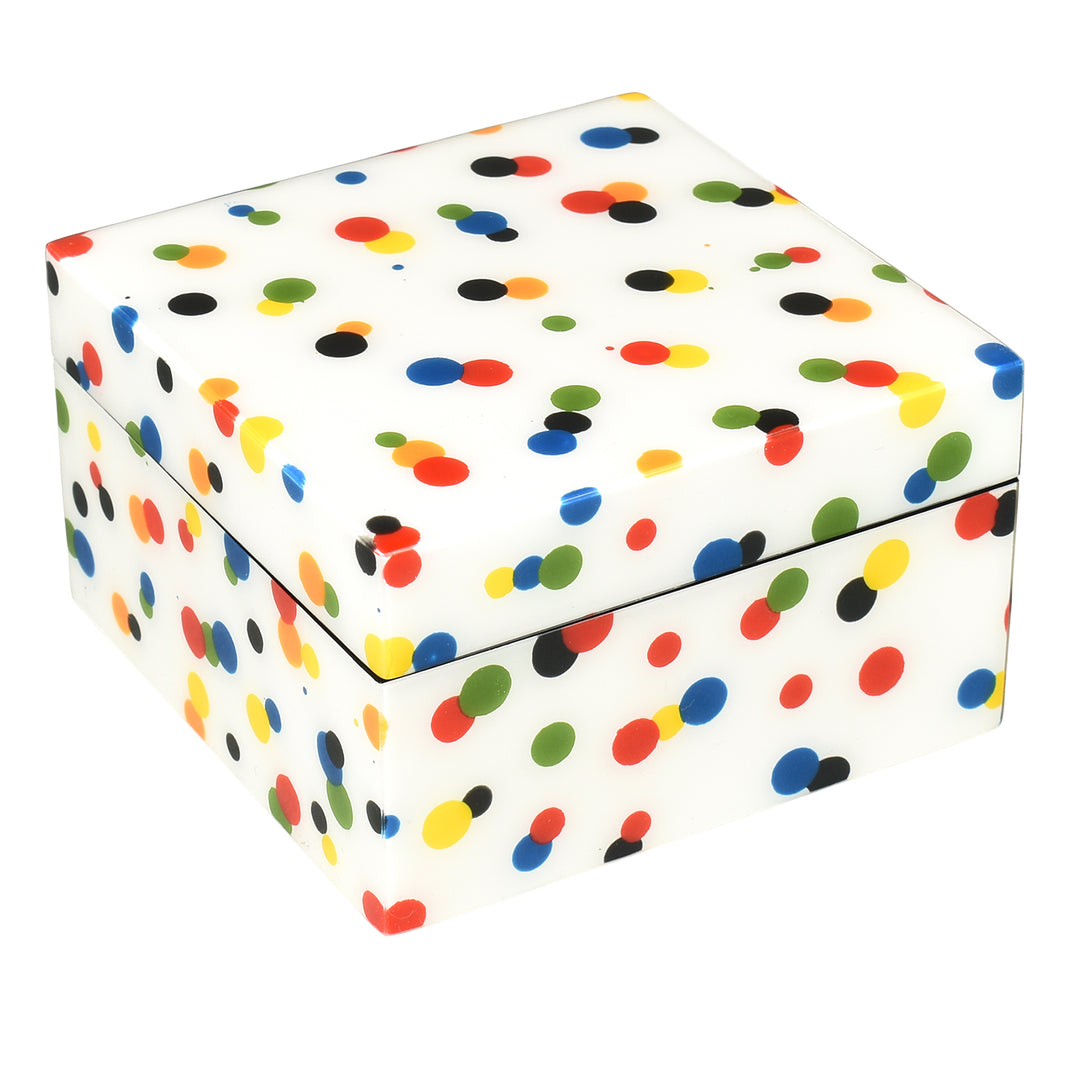 Lacquer Small Square Box (Color Polka Dots)