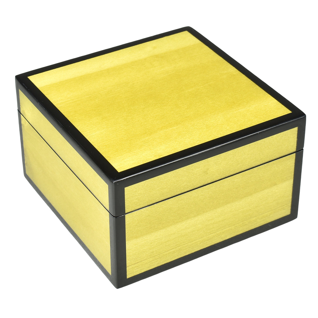 Lacquer Small Square Box (Yellow Tulipwood with Black Trim)