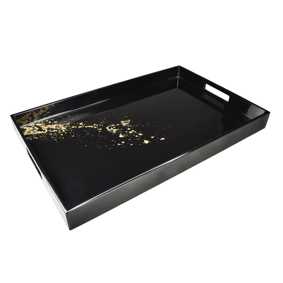 Lacquer Rectangle Tray 22" (Artful Gold with Black)