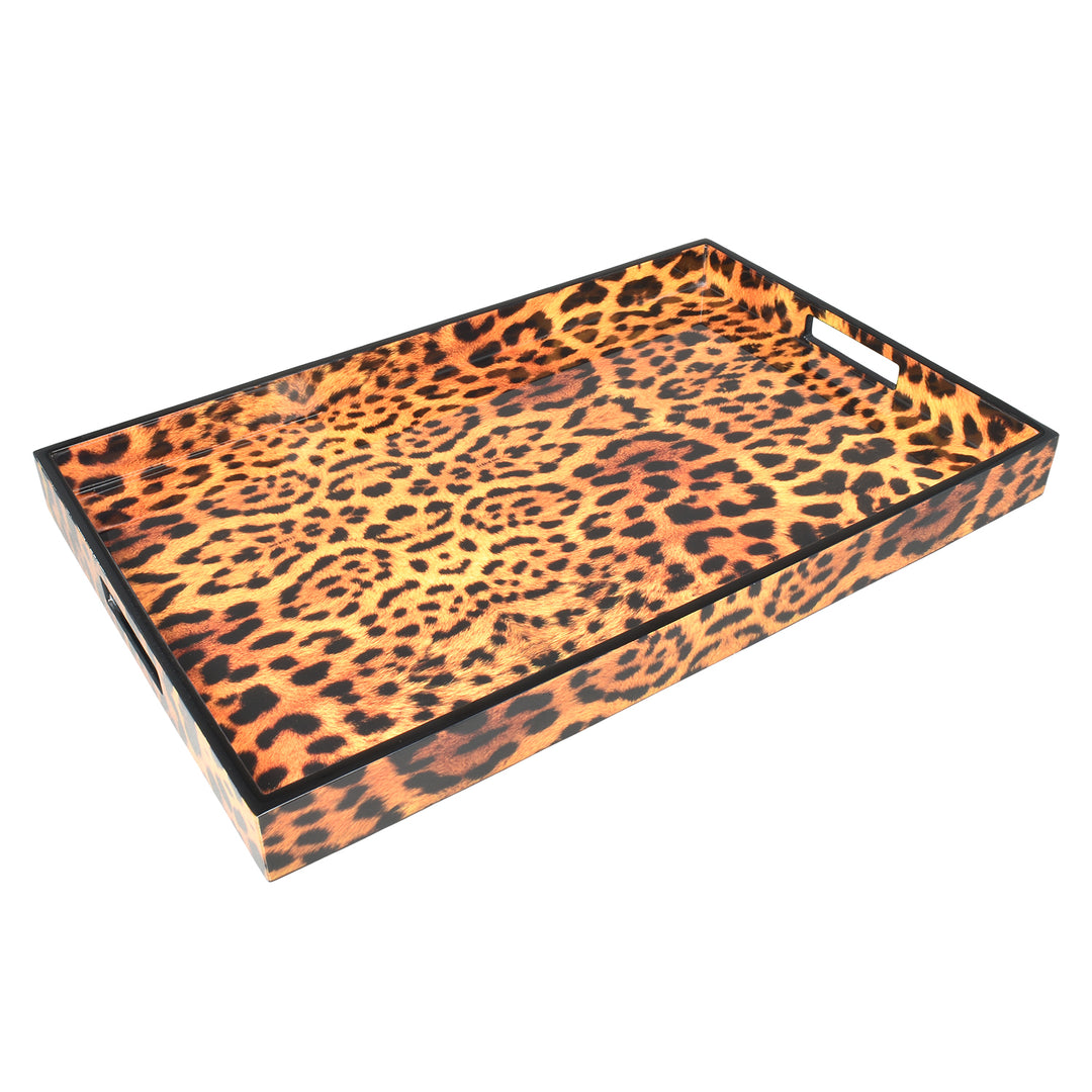 Lacquer Rectangle Tray (Cheetah Print Pattern)