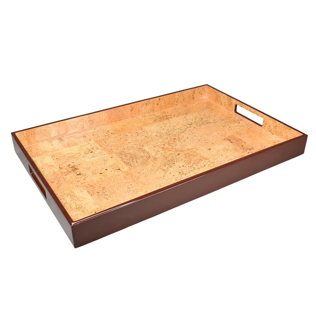 Lacquer Rectangle Tray 22" (Cork with Coffee Brown)