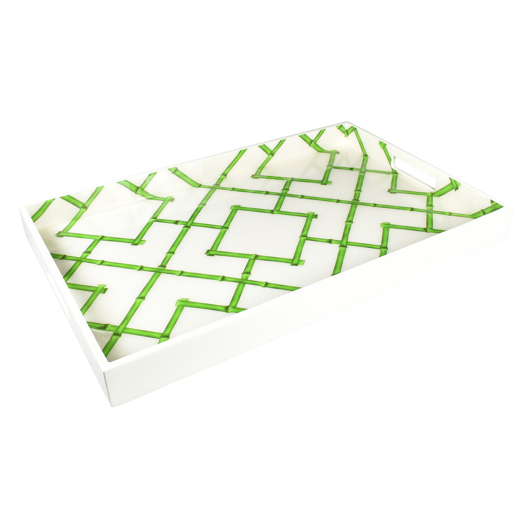 Lacquer Rectangle Tray 22" (Green Bamboo)