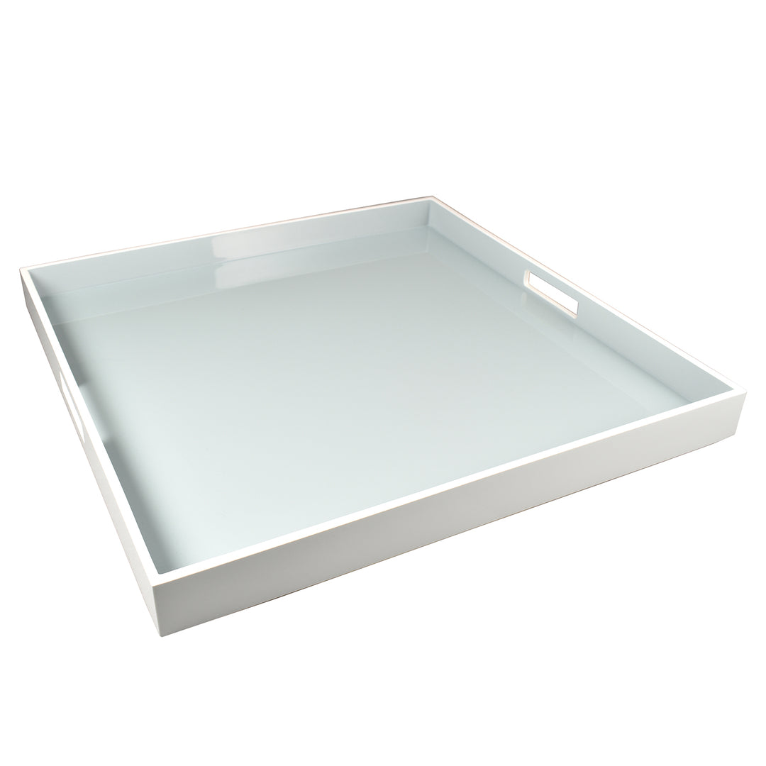 Lacquer Large Square Tray (Cool Gray with White Trim)
