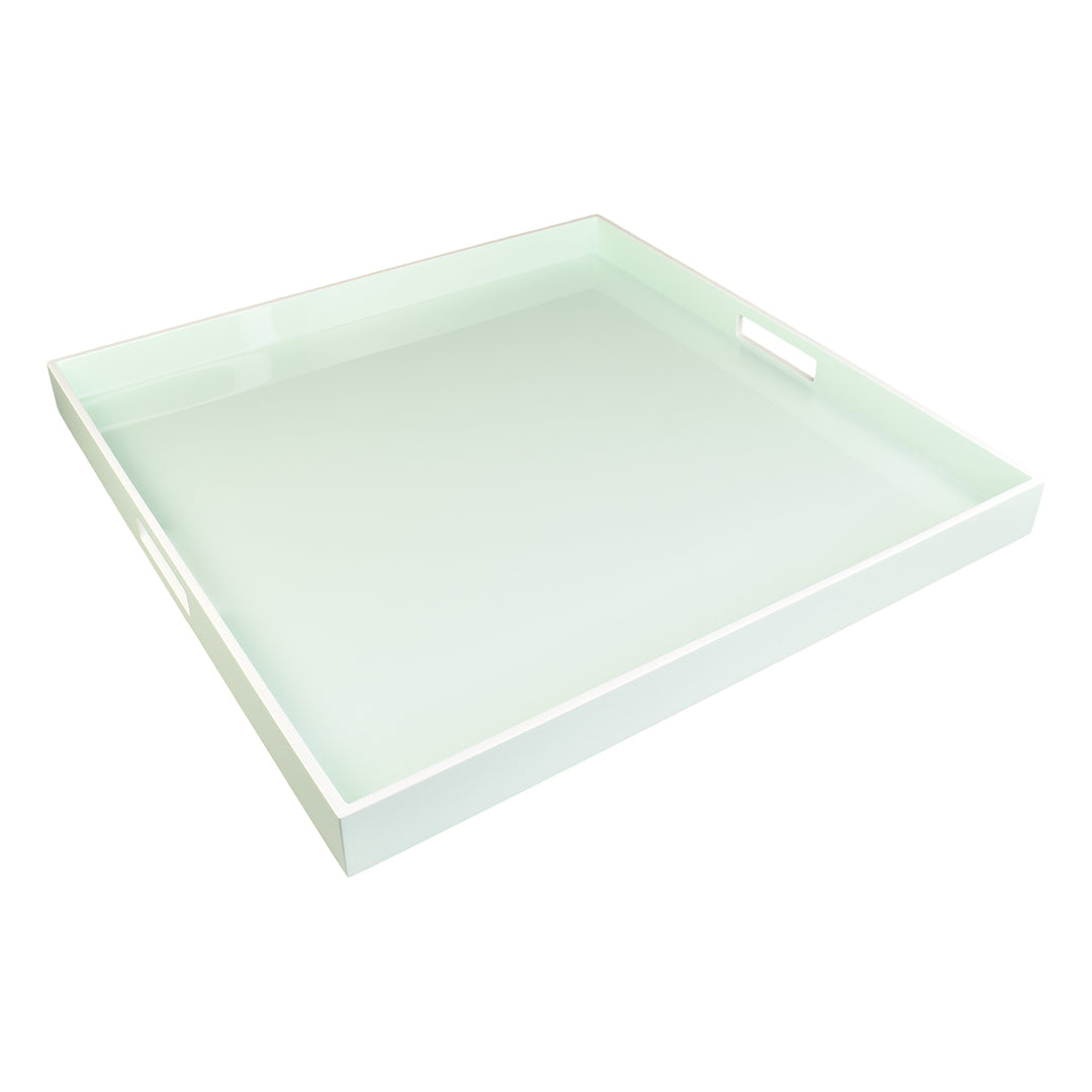 Lacquer Large Square Tray (Duck Egg Blue with White)
