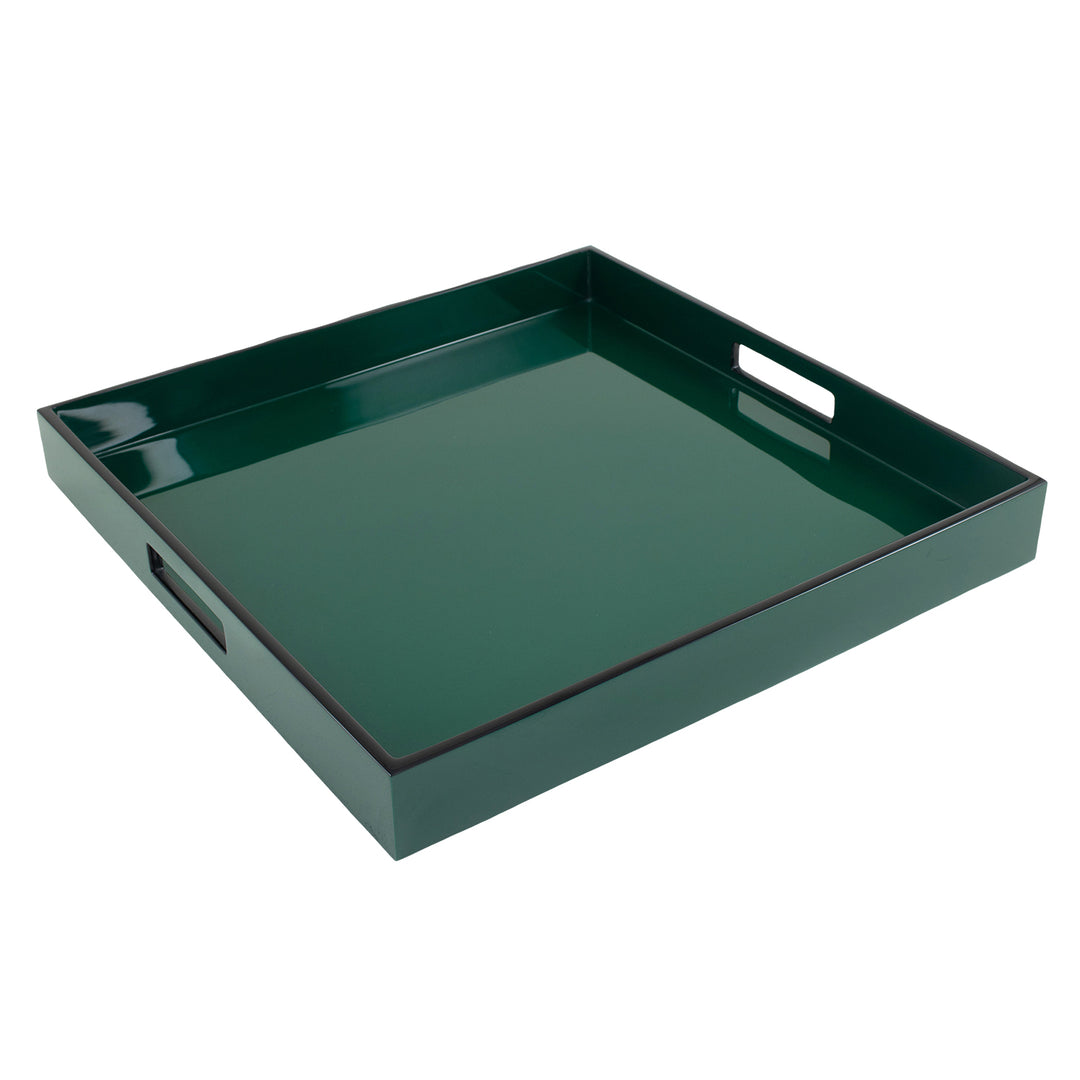 Lacquer Large Square Tray (Forest Green with Black Lacquer)
