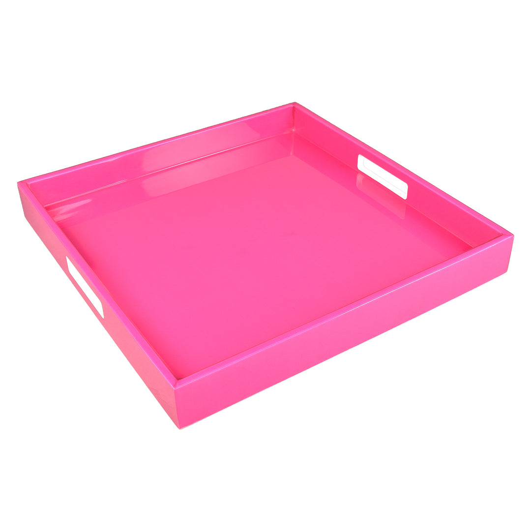 Lacquer Large Square Tray (Hot Pink)