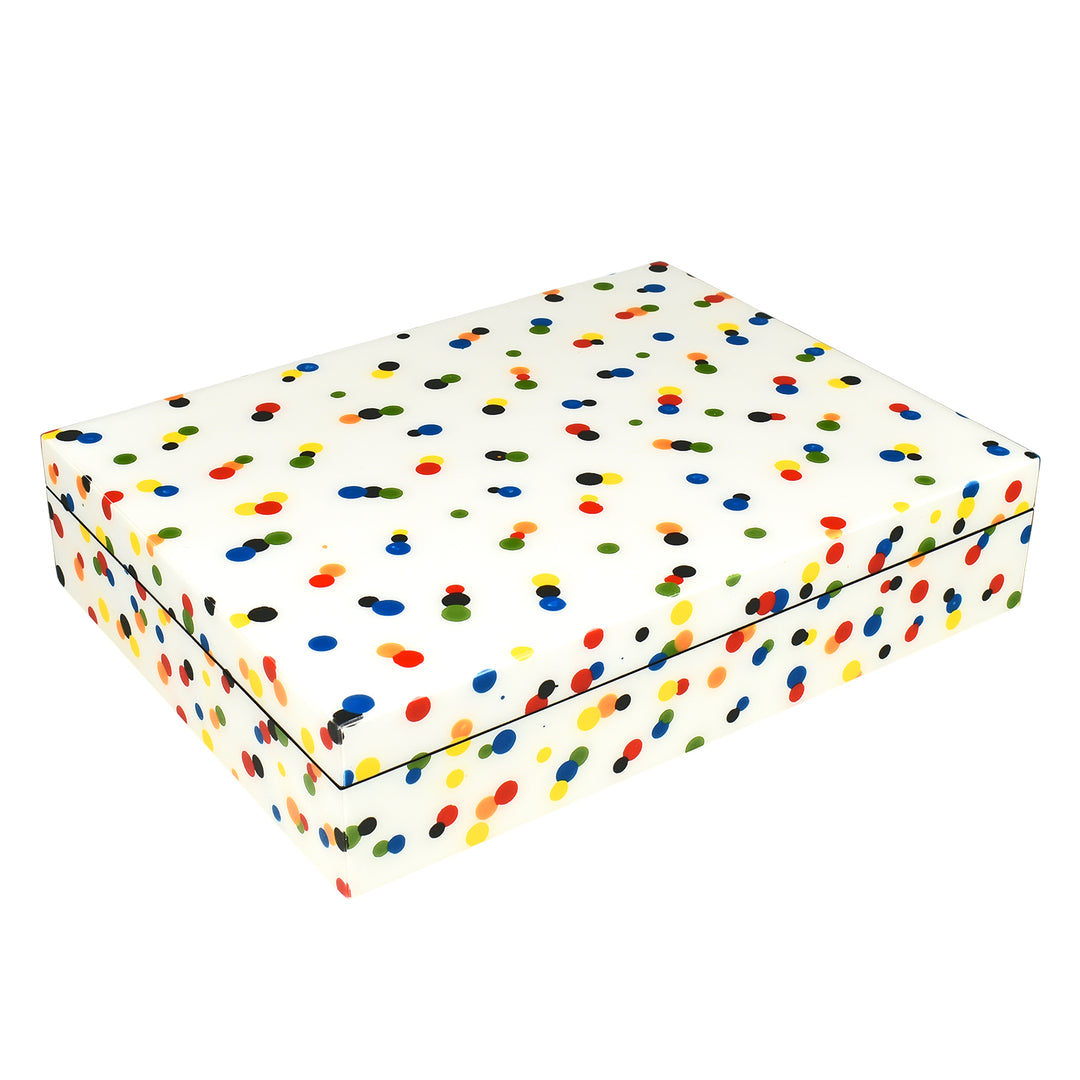 Lacquer Long Stationery Box 12.5 x 9.5 (Color Polka Dots)