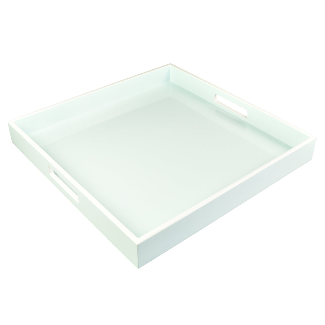 Lacquer Square Tray (Duck Egg Blue with White)