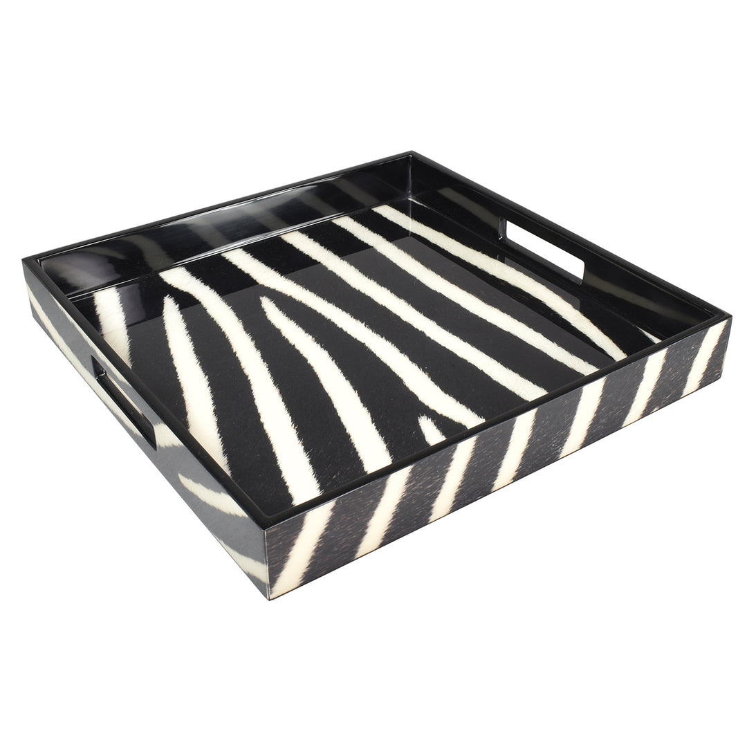 Lacquer Square Tray (Zebra Pattern)