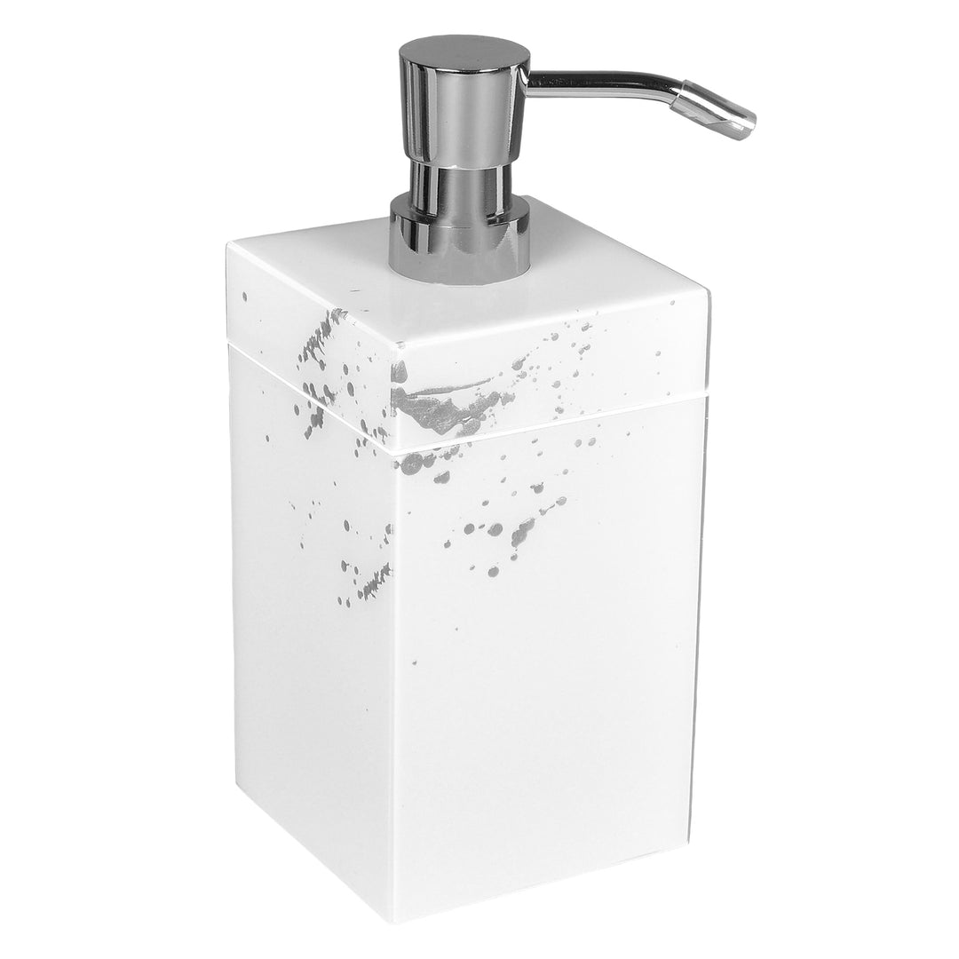 White with Artful Silver Lacquer Soap Pump