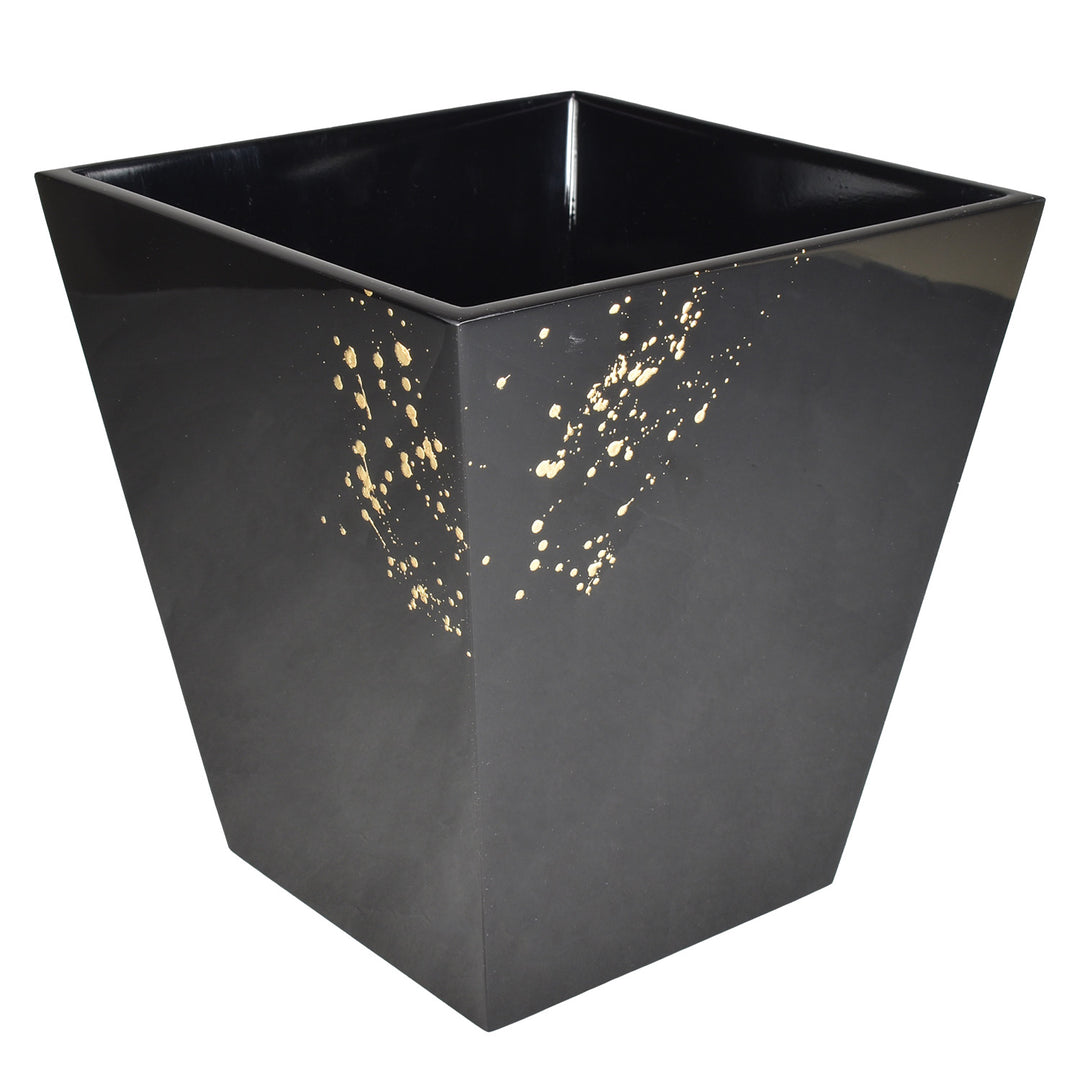 Artful Gold with Black Lacquer Waste Basket
