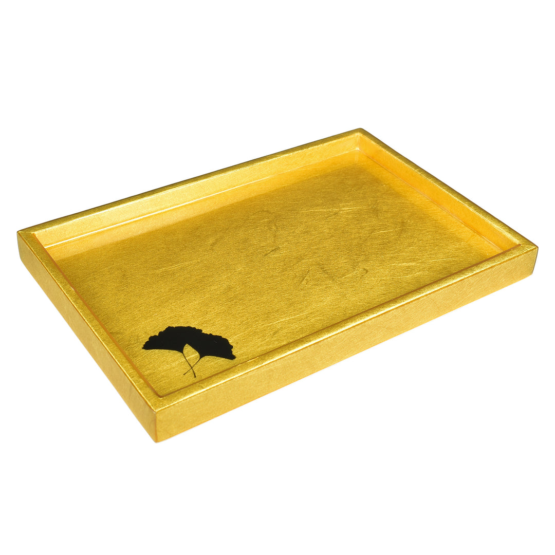 Lacquer Vanity Tray (Black Ginko Leaf with Shine Gold)