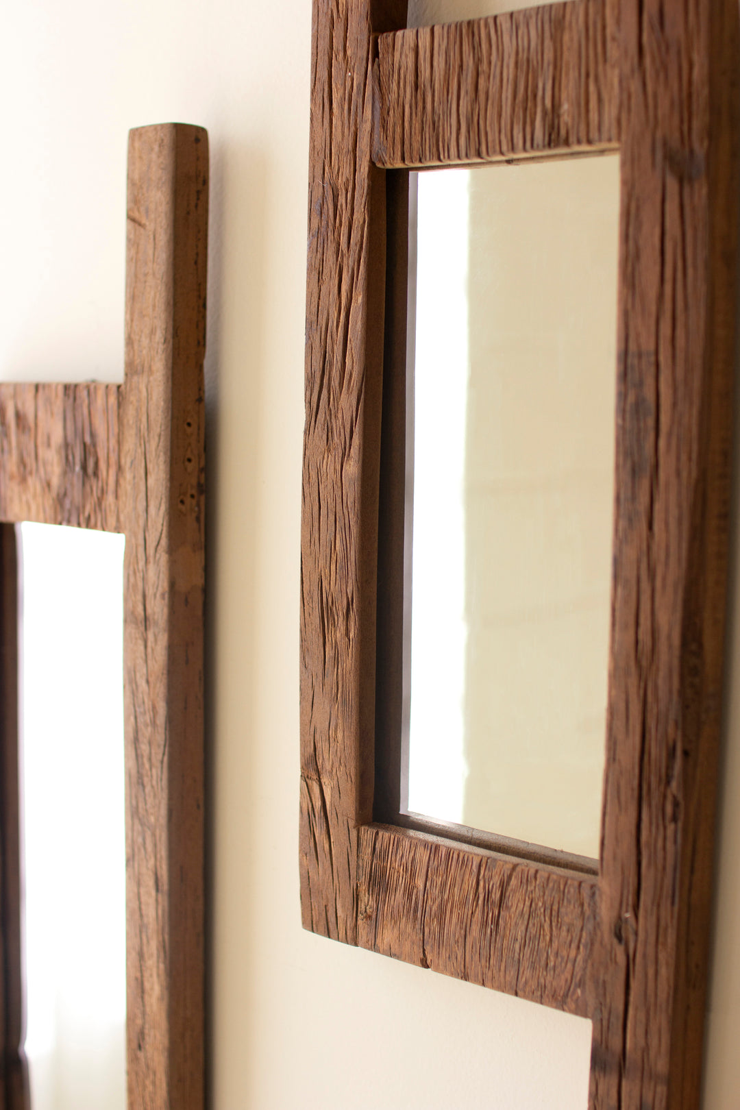 Set of 2 Recycled Wood Mirrors