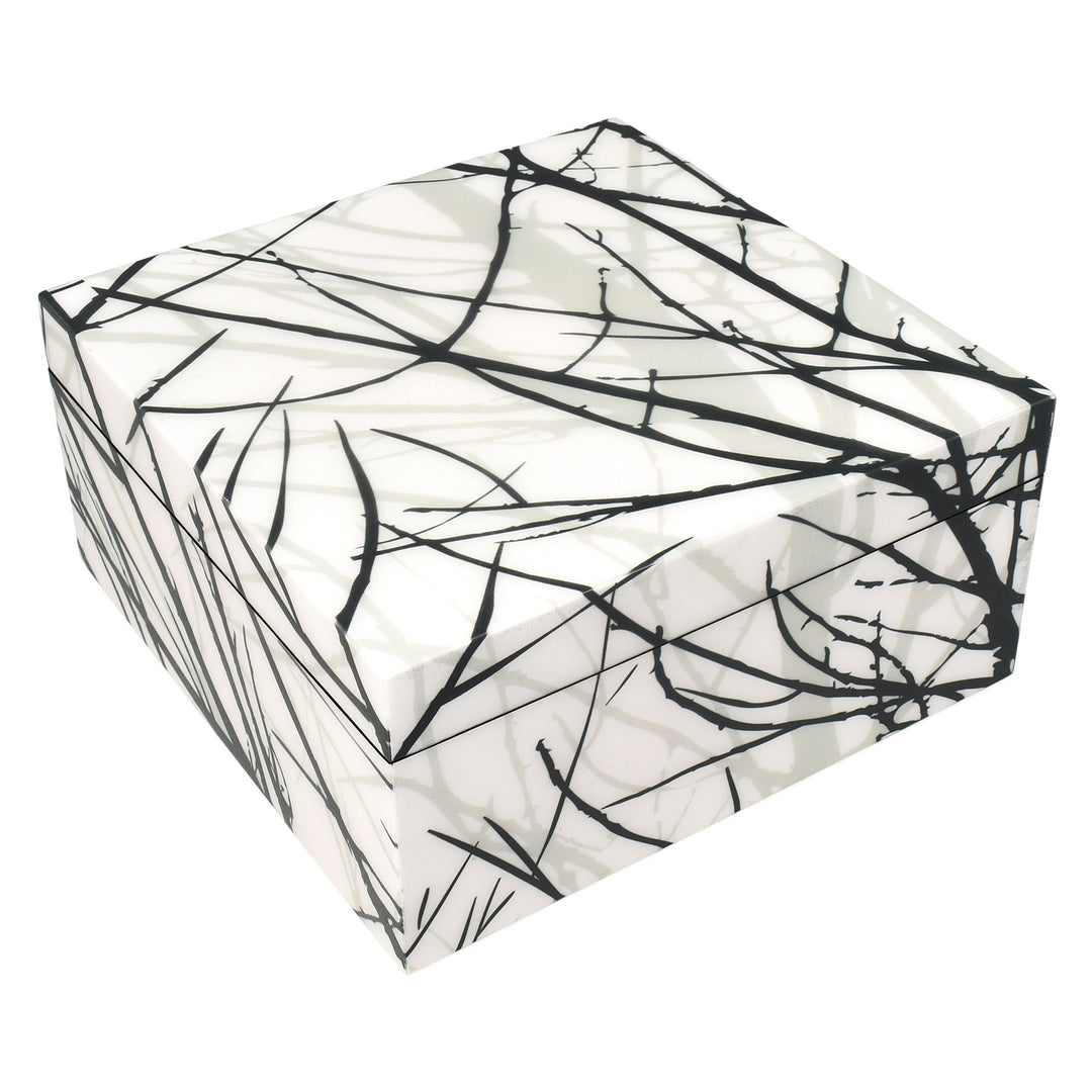 Lacquer Square Hinged Box 10x10 (Trees Design)