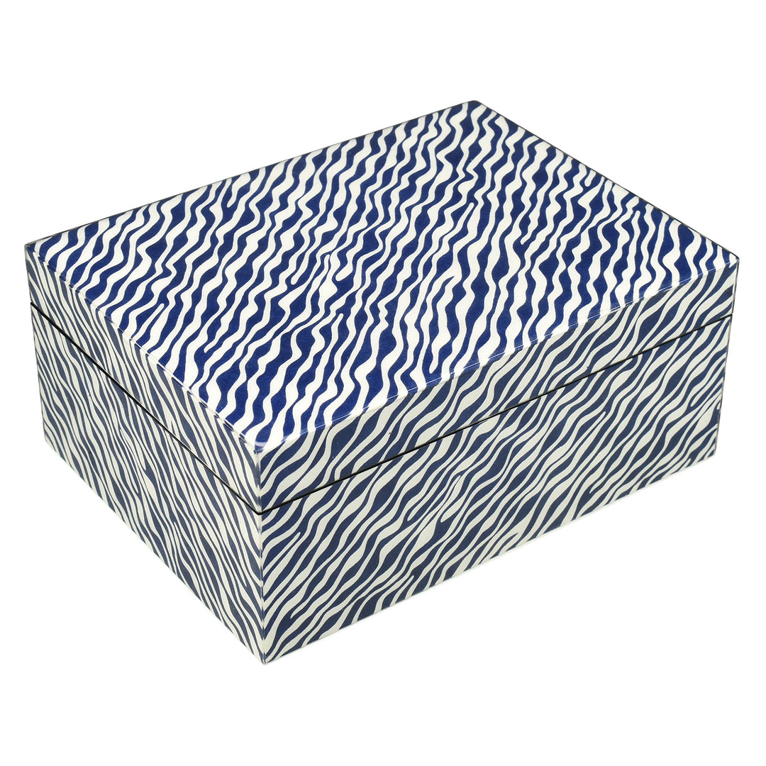 Lacquer Hinged 8" Medium Box (Blue Wave Design)
