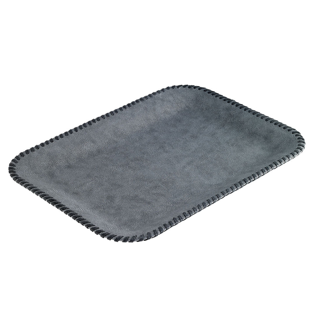 Bodrum Whipstitch Flat Decorative Tray 17" (Pewter)