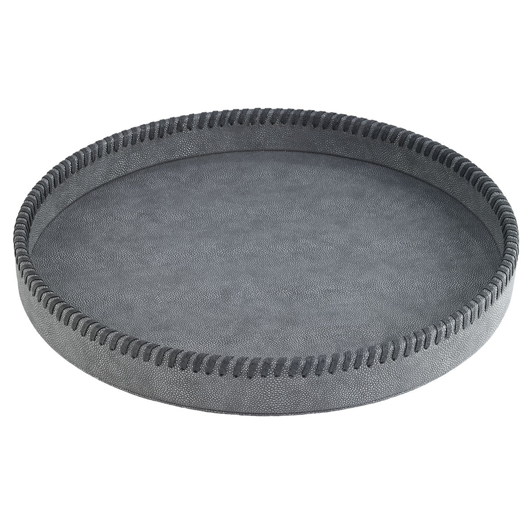 Bodrum Whipstitch Round Decorative Tray 16" (Pewter)