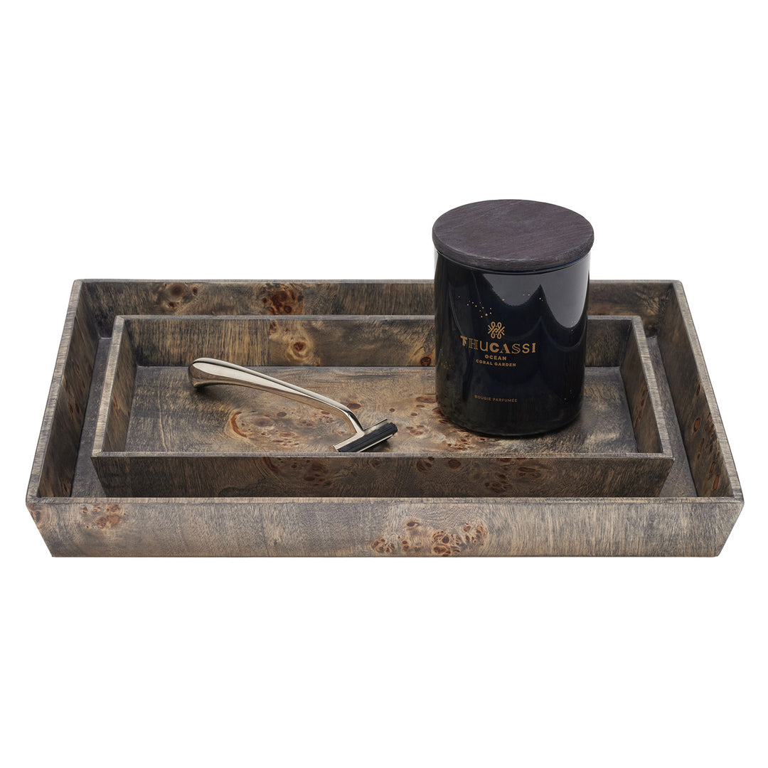Bern Mappa Burl Veneer Nested Trays Set/2 (Ash Gray)