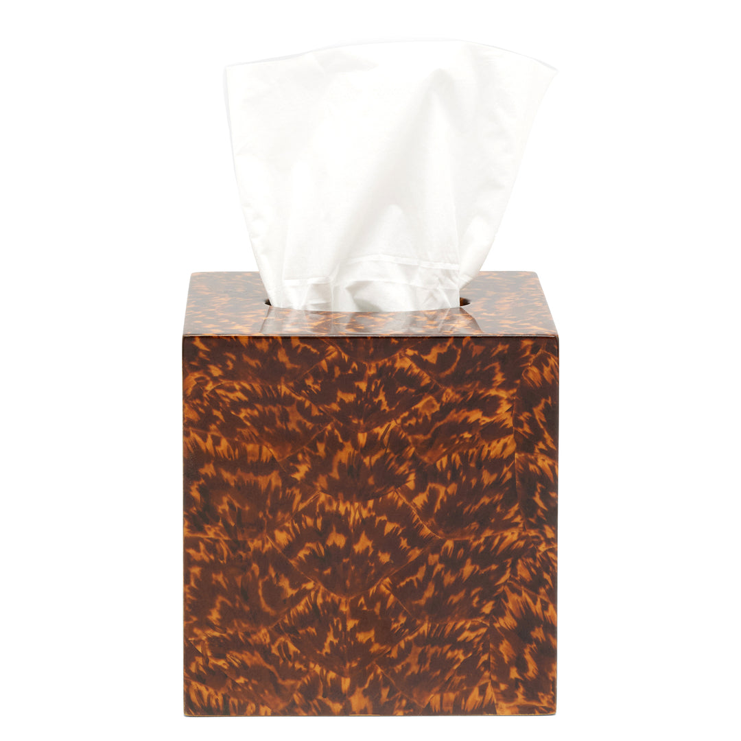 Carmel High-Gloss Faux Tortoise Tissue Box Cover