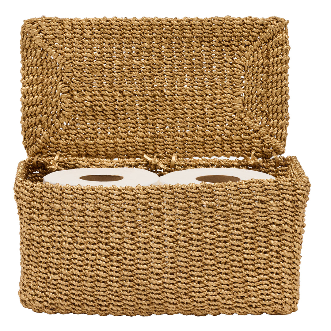 Chelston Abaca Rectangular Double Toilet Paper Holder (Metallic Gold)
