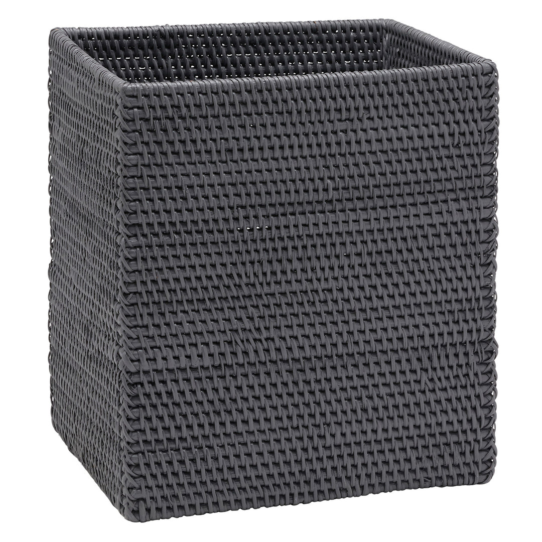 Dalton Rattan Rectangle Wastebasket (Dark Gray)