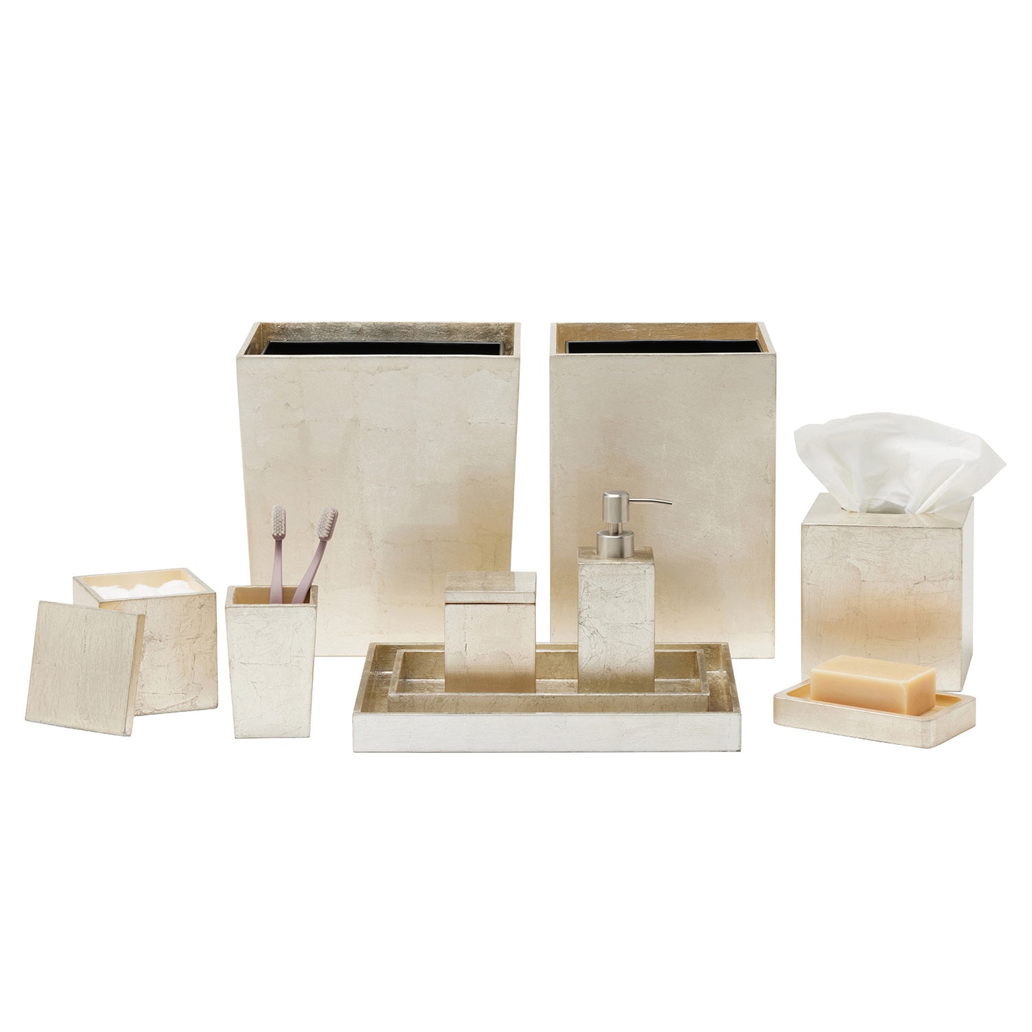Davos Champagne Gold Silver Leaf Bathroom Accessories Hudson & Vine